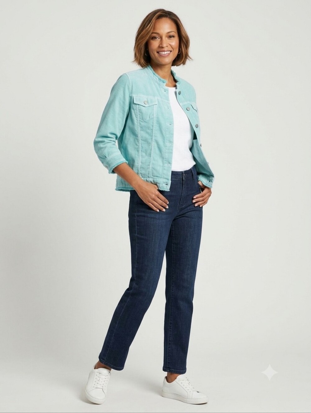 Chico's Women's Light Teal Button-Front Jacket